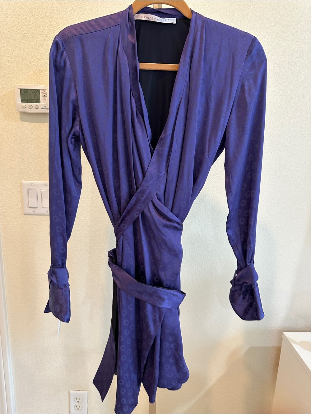 Clemens en August Silk Kimono Dress Violet Purple Jacquard NWT EU 38 US 6
